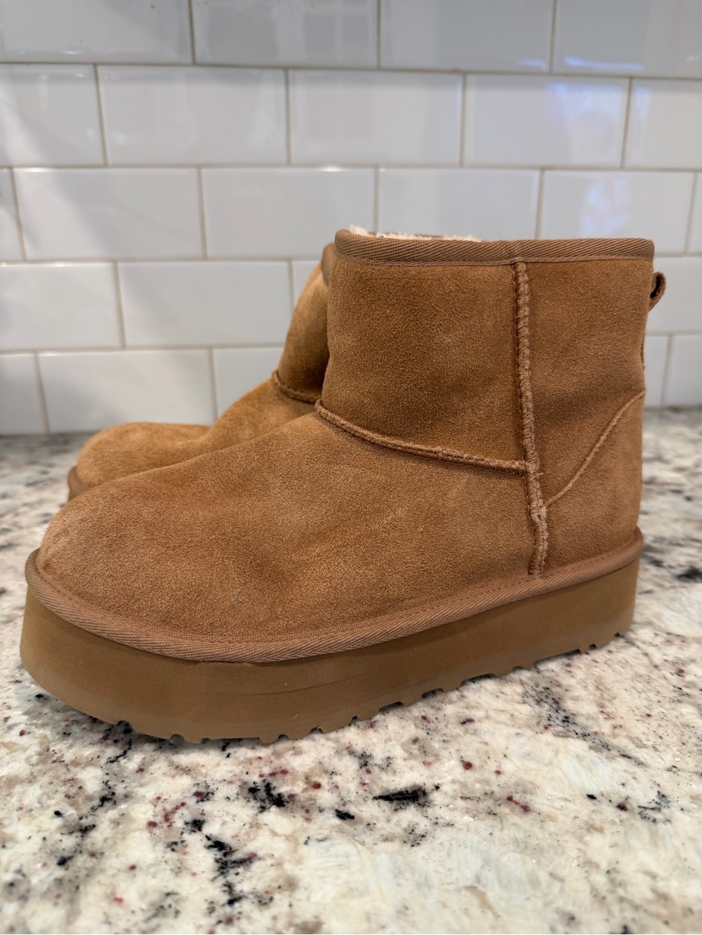 UGG Chestnut Suede Shearling Short Boots - Picture 10 of 14